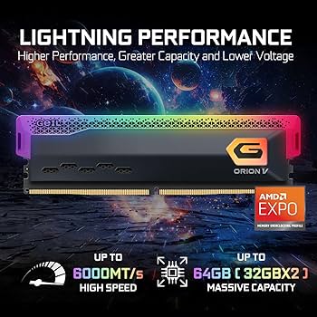 GeIL Orion RGB DDR5 RAM, 32GB (16GBx2) 6000MHz 1.35V,Intel